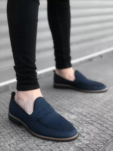 Mocasini barbati albastri, tapla subtire, piele eco, comozi 12219 N0-3